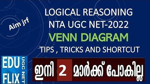 UGC NET Paper -1 Venn Diagram tips and tricks in malayalam || Edu Flix NET Coaching