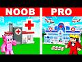 Mongo and Axy GIANT HOSPITAL House Build Challenge in Minecraft!