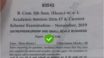2019 Mdu BCom Hons 5th Sem Entrepreneurship & Small Scale Business Question Paper