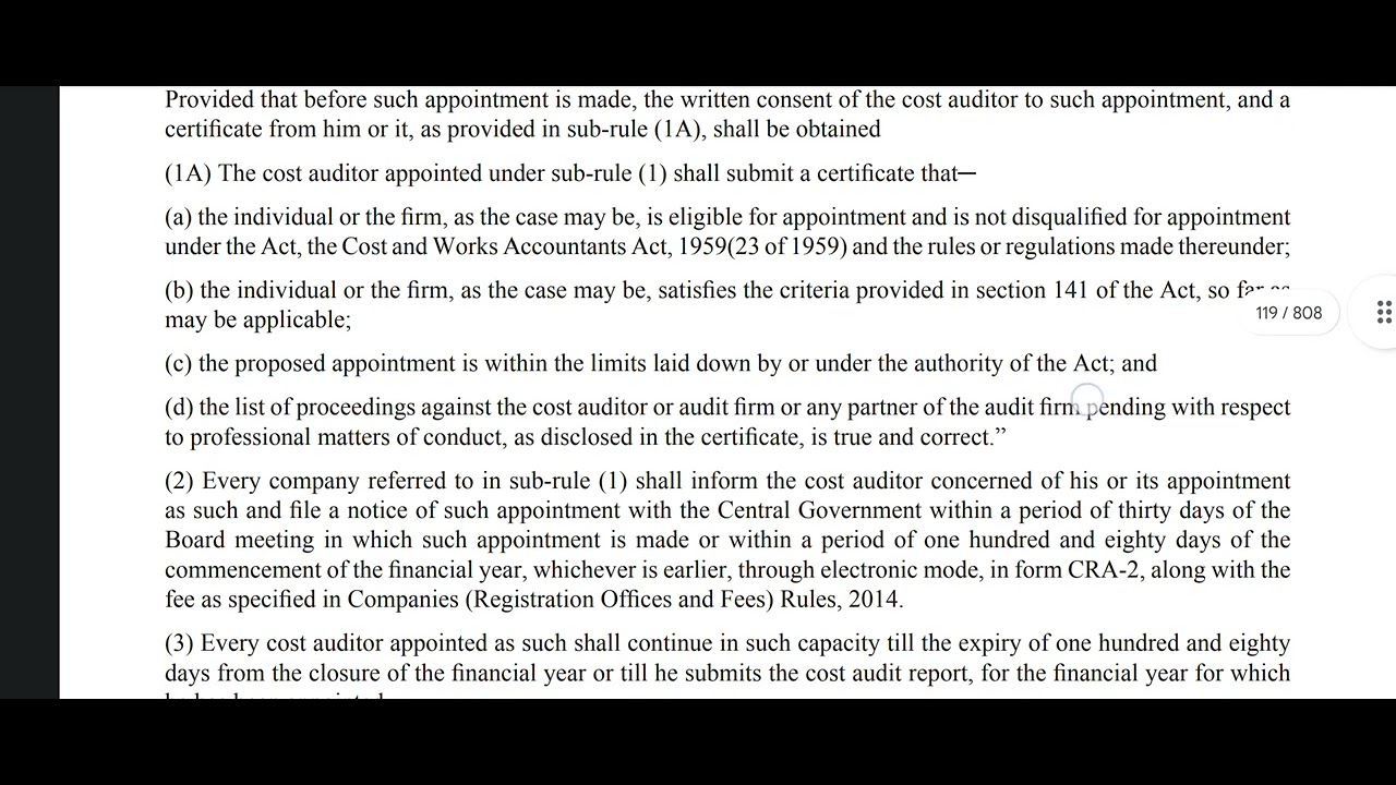 COST AND MANAGEMENT AUDIT/APPOINTMENT OF AUDITOR/CMA FINAL MODULE 3