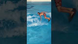 Catching wave pool waves on a skimboard