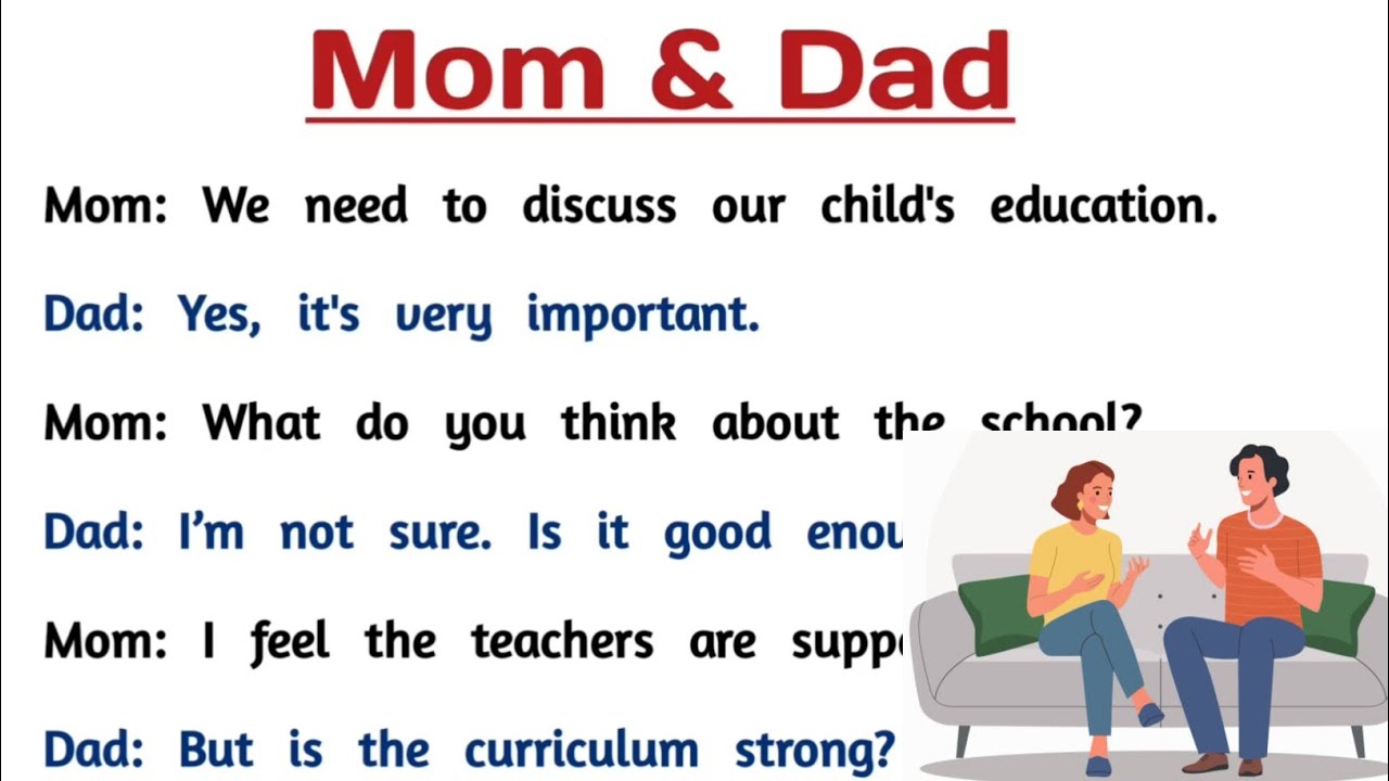 Dialogue writing between Mom and Dad in English | Dialogue writing ...