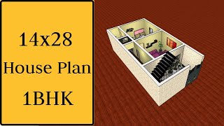 14x28 House Design 1BHK || One Bedroom House Plan || 14x28 House Plan || Small Home Design