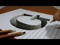 Draw a Letter G Hole on Line Paper 3D Trick Art