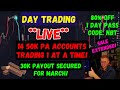 Live day trading  50k funded accounts  80 off  1 day pass  code nbt