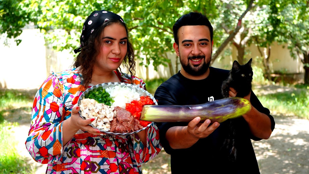 Cooking Iranian eggplant pizza | picking sour cherries, and making syrup.