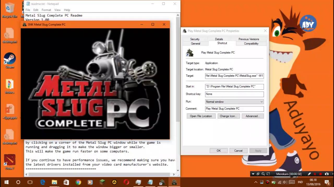 เกม ทหาร จิ๋ว pc  2022  Tutorial Adjusting the Display Mode for Metal Slug Complete PC Resolution Layar