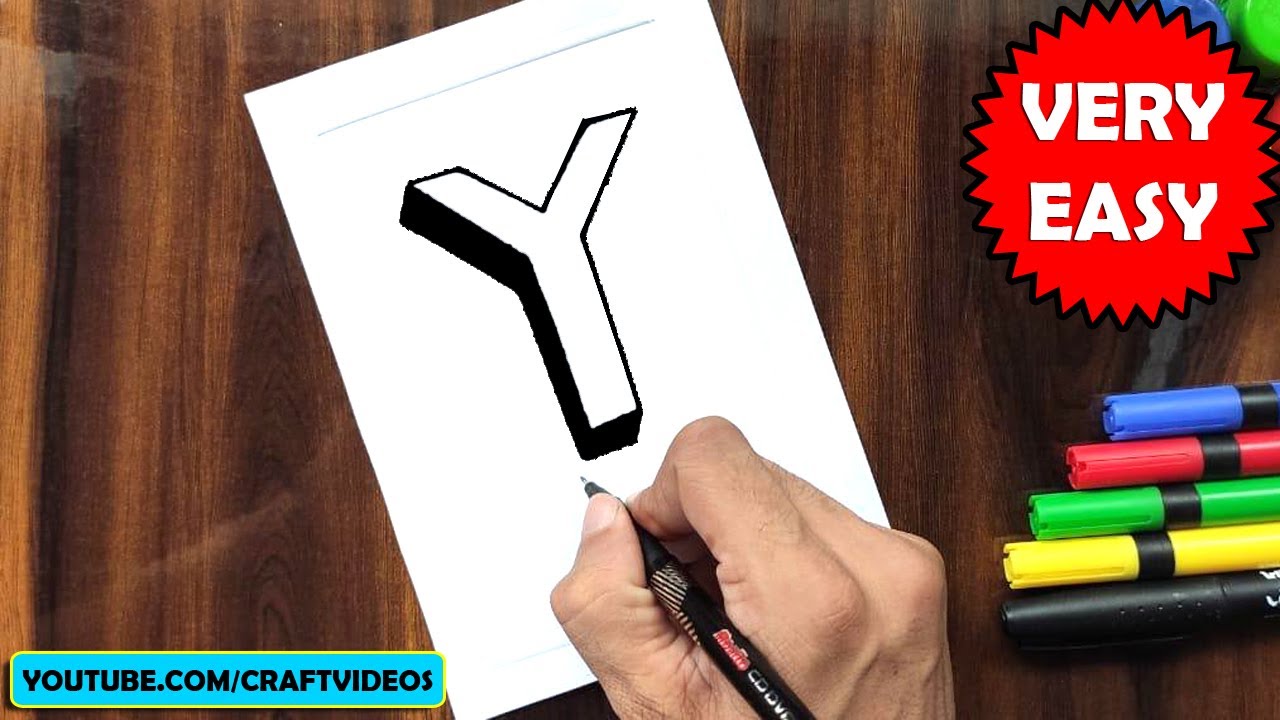 HOW TO WRITE 3D  LETTER Y  3D  LETTER DRAWING YouTube