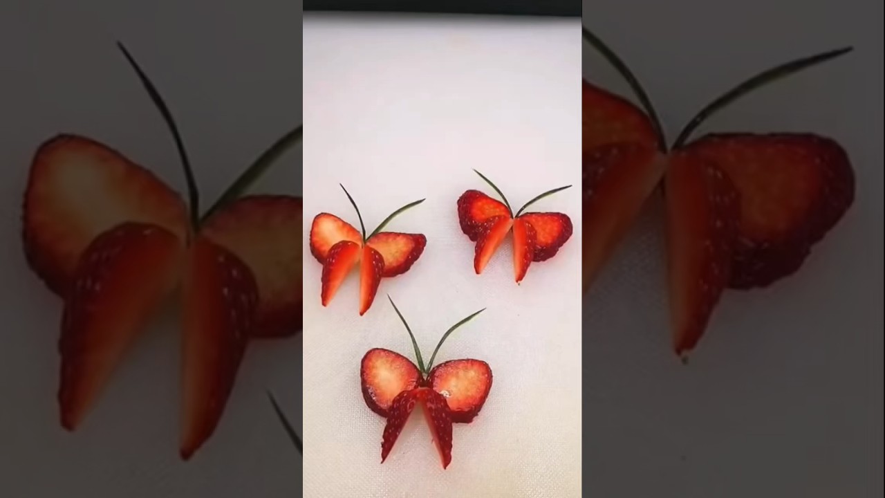 Strawberry carving into Butterflies 🦋