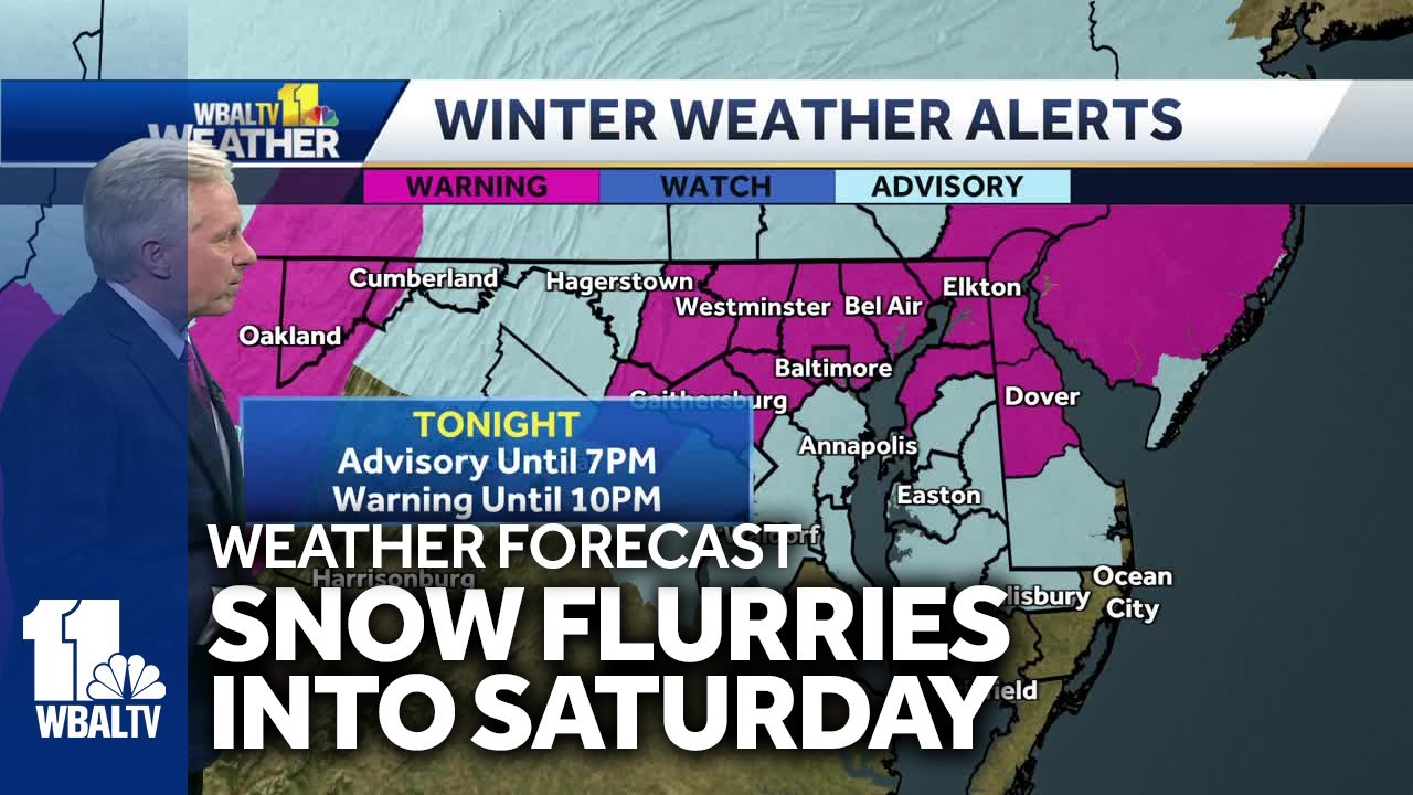 Snow showers to continue into Saturday - YouTube