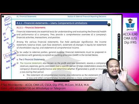 CMA US Part 1 – A1.1.1: Introduction to Financial Statements | Demo Lecture