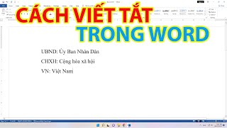 Cách Viết Tắt Trong Word | Cách Gõ Tắt Trong Word