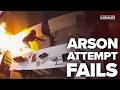 Arsonist accidentally lights himself on fire after crashing into business to rob it: cops