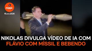 Nikolas divulga vídeo de IA com Flávio bebendo e disparando míssil