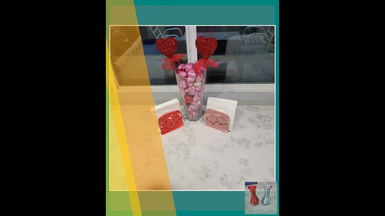 Double Heart Napkin Holder. 3D Printed Valentine's Décor. Pick your favorite color. Stunning and ...