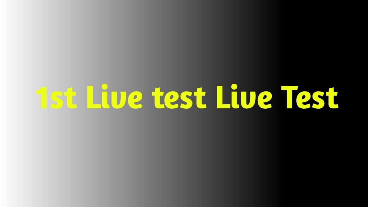 First Live Test Run 1st Live Test - YouTube