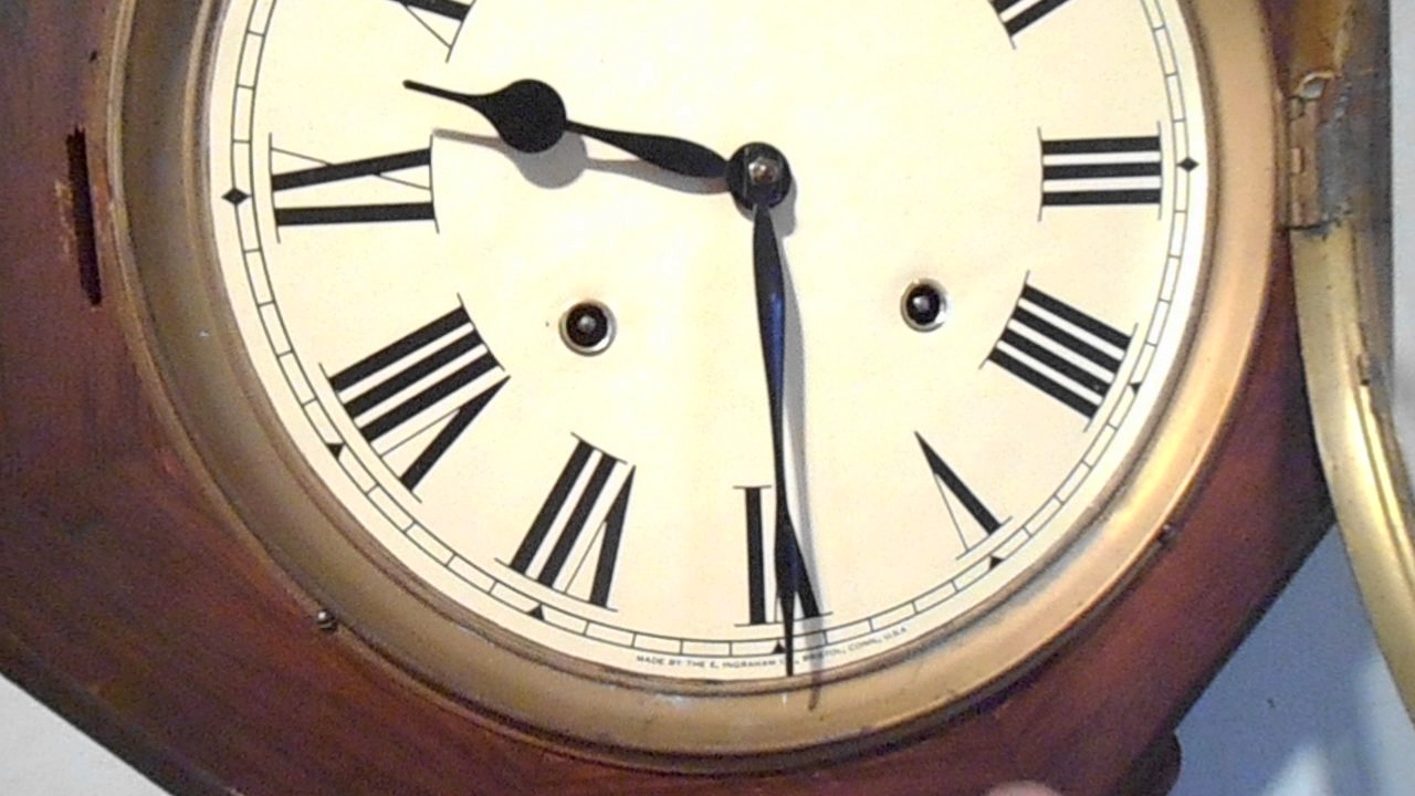 Antique 8 Day E. Ingraham School House Wall Regulator Clock Bristol ...