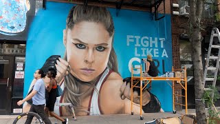 Ronda Rousey NYC graffiti mural time-lapse