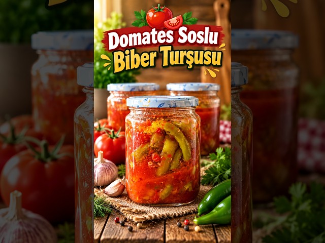 Kavanoz Kavanoz Lezzet! Domates Soslu Biber Turşusu #shorts #pratiktarifler #yemektarifleri