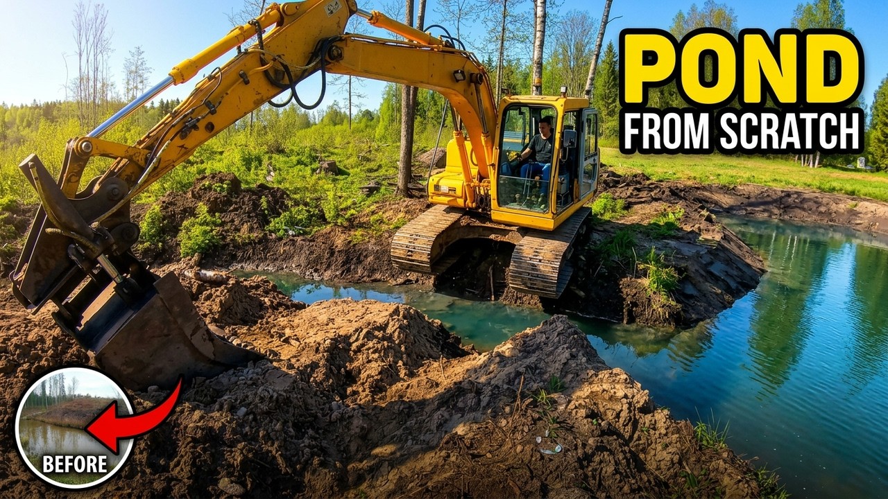 Digging a Beautiful Pond from Scratch - YouTube