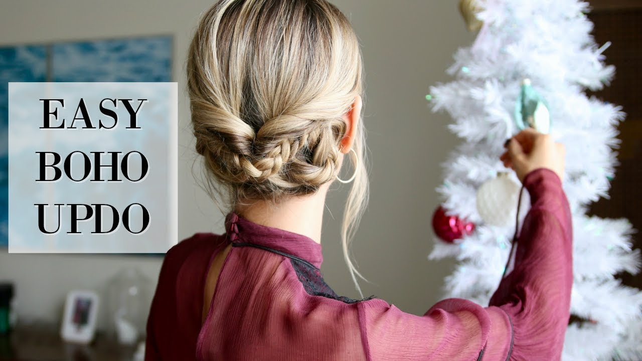 HOLIDAY PARTY HAIR TUTORIAL  Easy Boho Updo Hairstyle 