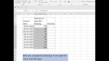 Bills Overdue Calculation in Excel