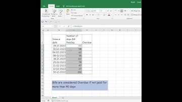 Bills Overdue Calculation in Excel