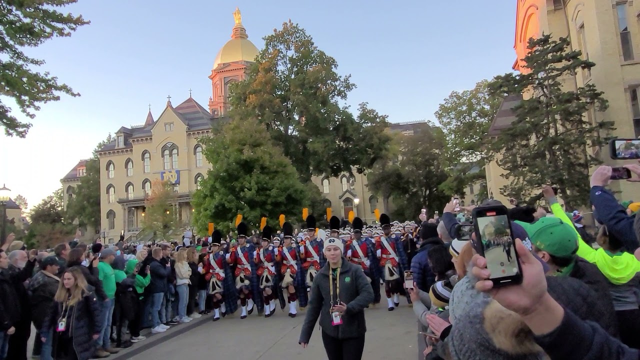Notre Dame marching band march to stadium, October 23, 2021 Game
