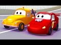 Tom si Truk Derek dan Taksi di Kota Mobil | Kartun Mobil dan Truk Konstruksi (untuk anak-anak)