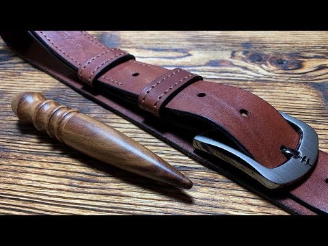 Ремень поясной-брючный из кожи Краст цвета Коньяк от #wildleathercraft