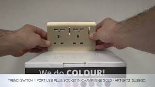 Unboxing the Trendi Switch 4 Port USB Plug Socket in Champagne Gold - SKT213USBGO