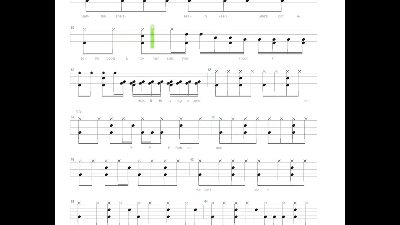 Bennie and the Jets + Elton John + Drums only + Drum tab YouTube