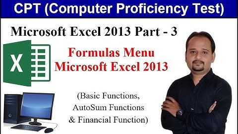 MICROSOFT EXCEL 2013 PART 3 | માઇક્રોસોફ્ટ એકસલ ૨૦૧૩ પાર્ટ ૩ | CPT (Computer Proficiency Test) GSSSB
