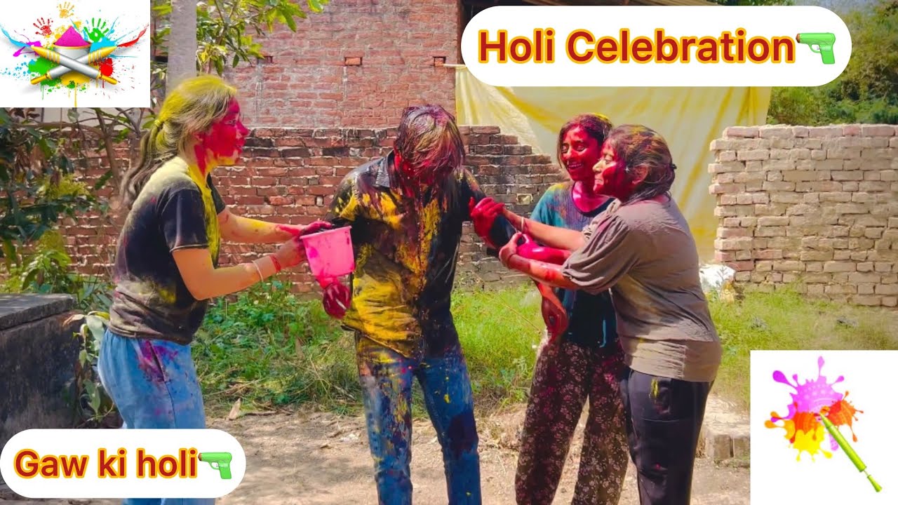 Gaw ki holi masti ki toli ❤️#holicelebration #holicelebrationvlog #gawkiholi @YouTube ​⁠