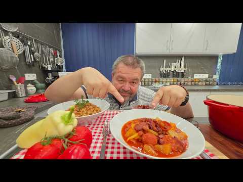 Kolbászos lecsó dörzsölt tarhonyával (a nyár ízei) @szokykonyhaja