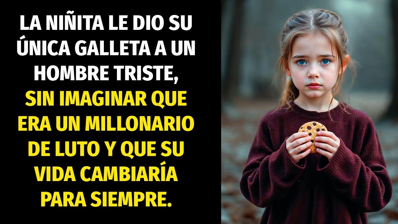 LA NIÑITA LE DIO SU ÚNICA GALLETA A UN HOMBRE TRISTE — SIN IMAGINAR QUE ERA UN MILLONARIO DE LUTO..