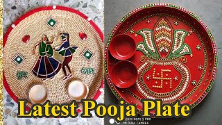 Plate decoration ideas for navratri, diwali, karwa chauth easy and quick plate decoration idea