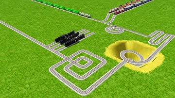 6️⃣ Trains Crossing Square Circle Spiral Hole & Loop Railway Tracks Zig Zag Tracks | train simulator