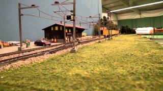 De Rhätische Ge44 Ii Met Posttrein Peert Station Seewis-Valzeina