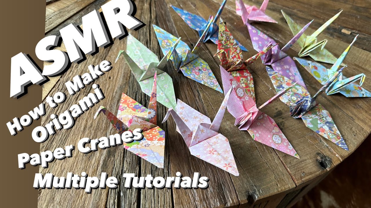 1 hour Asmr Paper Crinkles How to Make Origami Paper Cranes Multiple