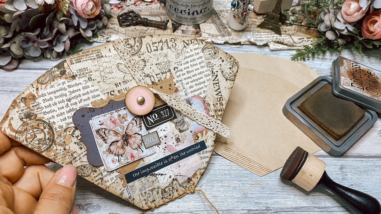 Junk Journal / deutsch / Ephemera Holder aus Kaffee Filtern / Anfänger geeignet