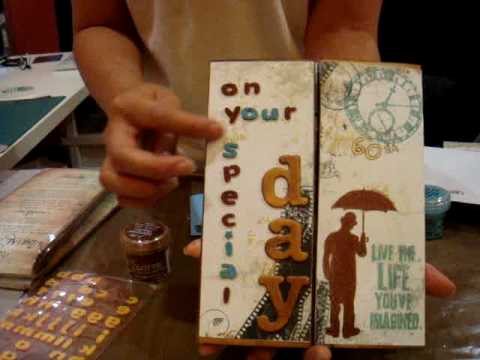 Birthday Card for Fathers with Tim Holtz Stamps an...