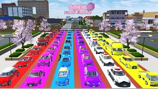 ALL RAINBOW SUPER CARS COLLECTION AT SCHOOL GATE | SAKURA SCHOOL SIMULATOR |#video-197