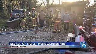 Section of trailer home in Delphi catches fire