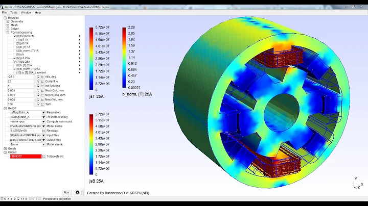 Simulation of switched reluctance motor GMSH&GetDP