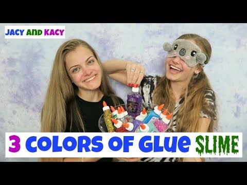 3 Colors Of Glue Slime Challenge Blindfolded Jacy And Kacy