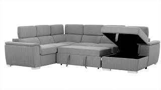 Urban Cali Bel Air Large Modular Sleeper Sectional Sofa Bed With Storage Chaise In Thora Stone