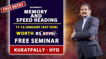 Master Your Mind | Memory & Speed Reading Workshop 2020 | Squadron Leader Jayasimha |