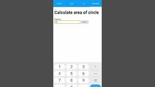 calculating area of circle using js#javascript #html#youtubeshorts