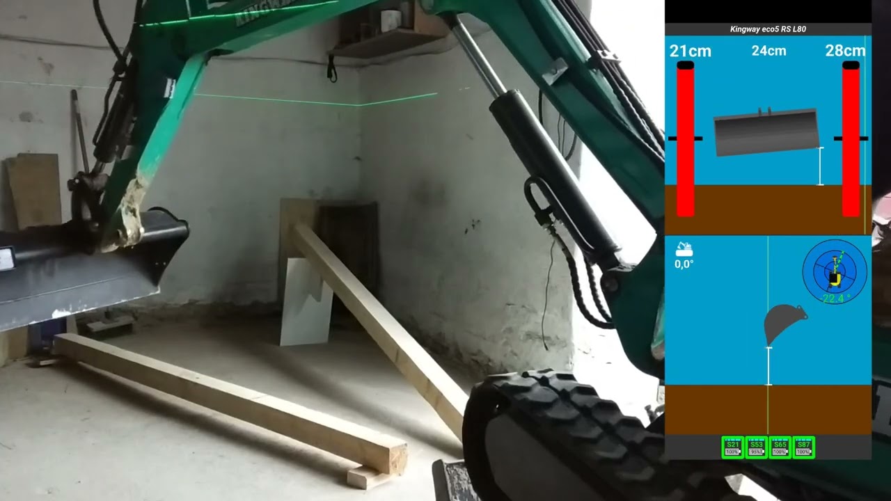 BlueDig testy na koparce - praca z laserem